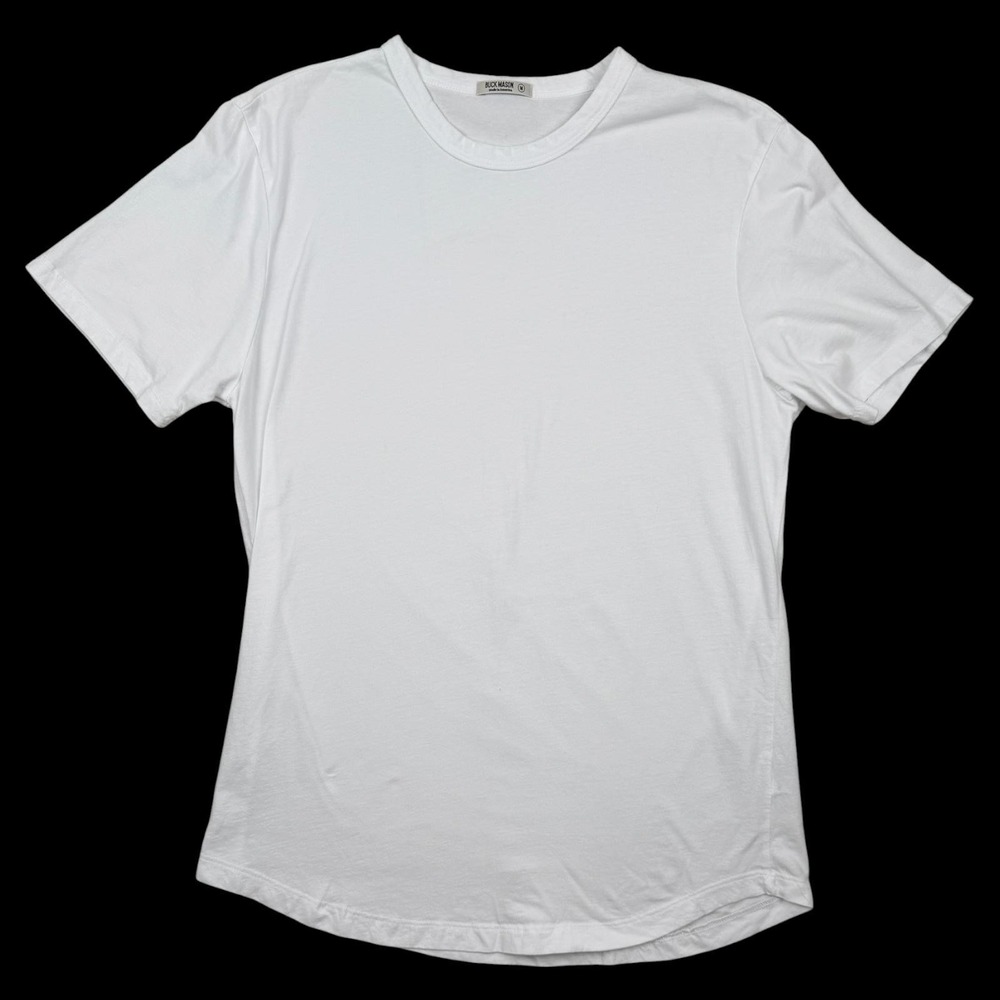 Buck Mason Shirt Mens M White Supima Crewneck Tee Made In USA BM11007.101 Flaw